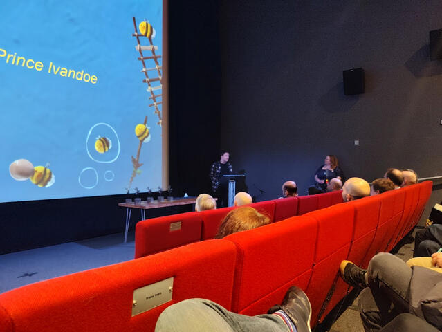 Freddie Elsom: Character Animator on Cartoon Network's The Heroic Quest of the Valiant Prince Ivandoe during the awards ceremony at Manchester Animation Festival 2023.